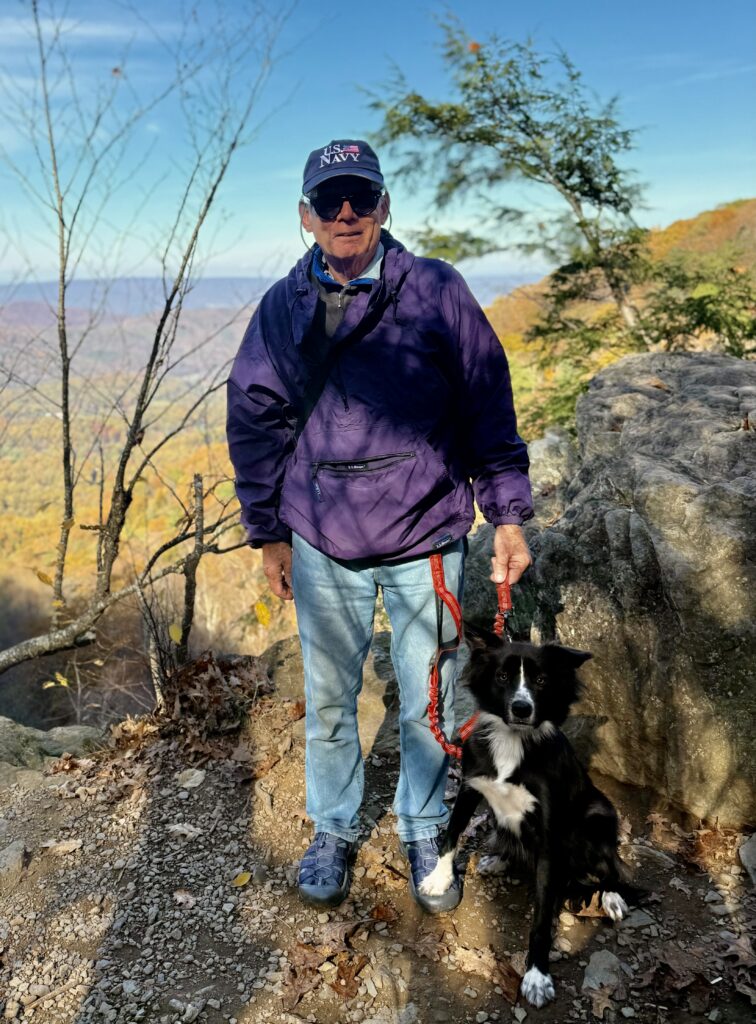 Man and dog on trail