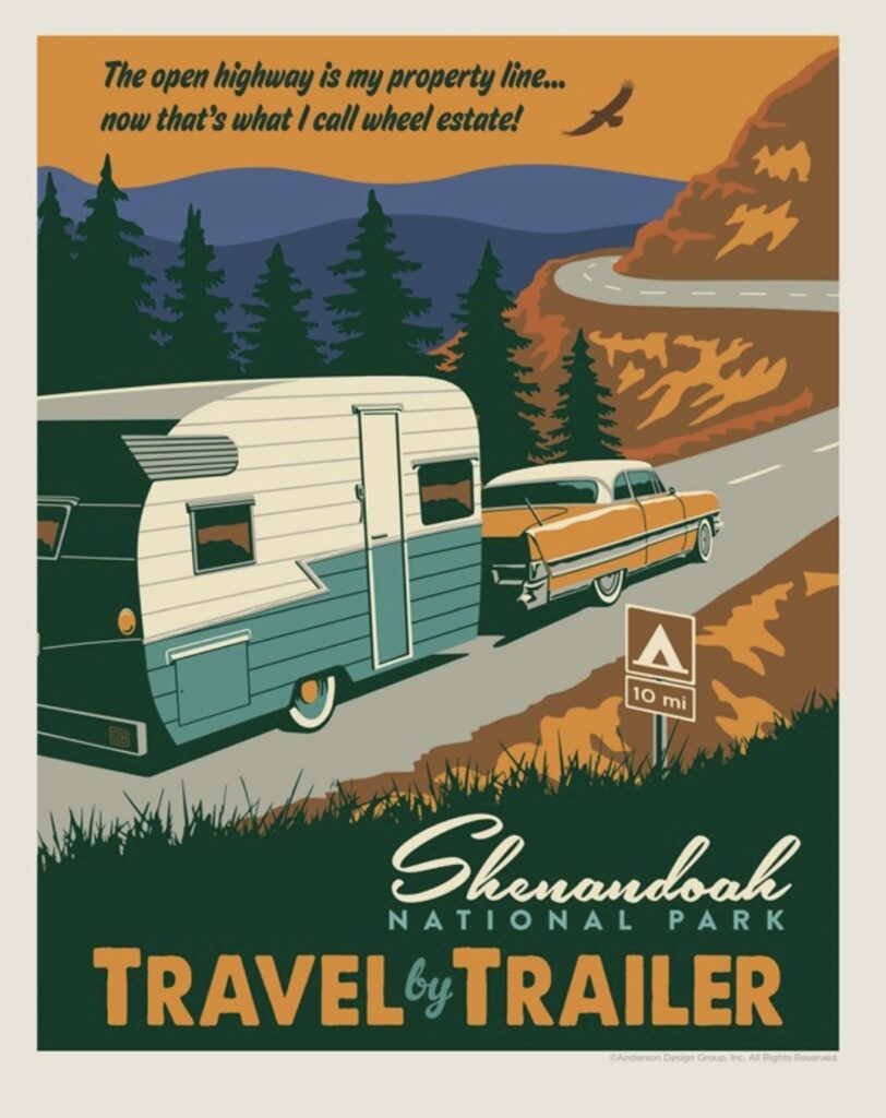 postcard of auto with trailer 1950 vintage.